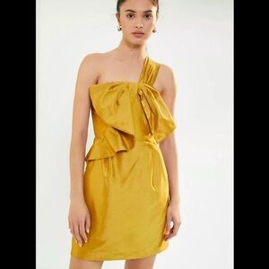 ANTHROPOLOGIE NWT Bow-Tie Gold Mini Dress Size 0P.